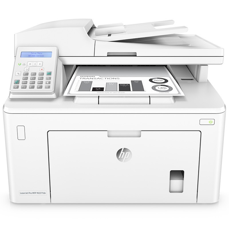 惠普（HP）LaserJet Pro MFP M227fdn A4黑白激光多功能一体机 自