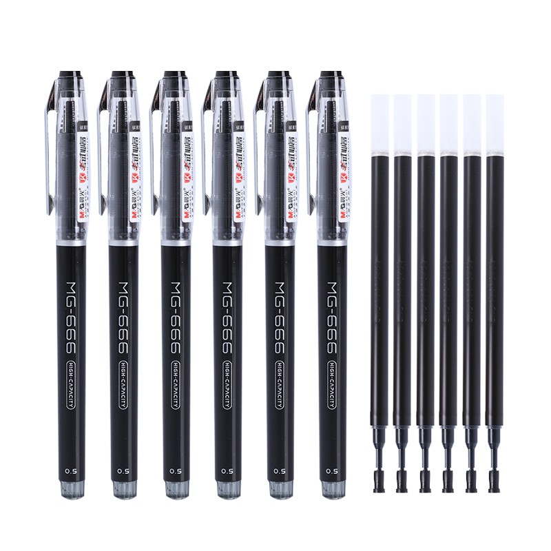 晨光(M&G)MG666中性笔速干考试签字笔全针管水笔 0.5mm 黑色 1盒，12支装