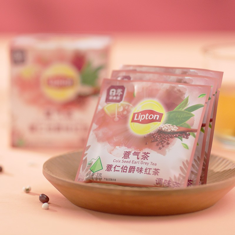 立顿Lipton 花草茶包 薏气茶养生茶薏仁伯爵味红茶独立三角茶包袋泡茶 调味茶 7包21g