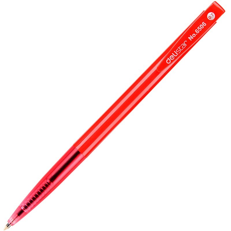 得力（deli）办公学生文具 按动红色圆珠笔60支/盒 1盒 6506