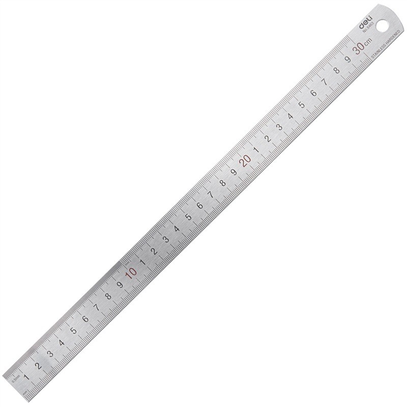 得力(deli)30cm不锈钢直尺 8把 测量绘图刻度尺子 带公式换算表 办公用品 846