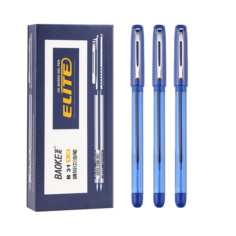 宝克 圆珠笔B31精锐中油笔1.0mm12支盒装 蓝色