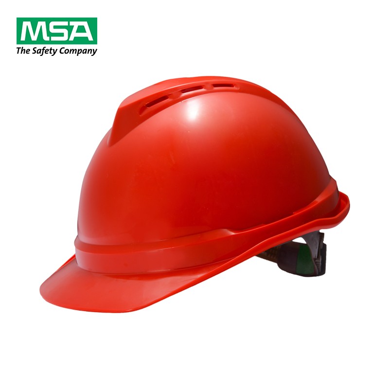 梅思安MSA 安全帽10146674工地建筑领导监理 V-Gard豪华透气加厚ABS新国标含一指键帽衬 红色1顶