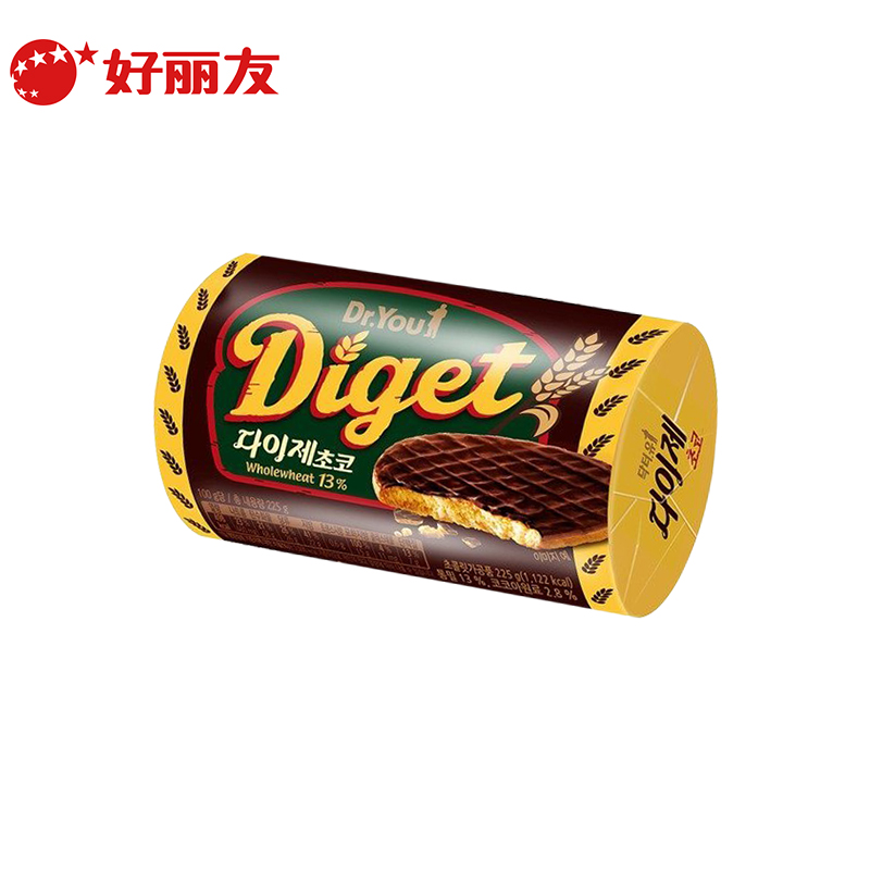 好丽友（Orion）韩国原装进口全麦饼干巧克力味225g 营养代餐酥脆零食
