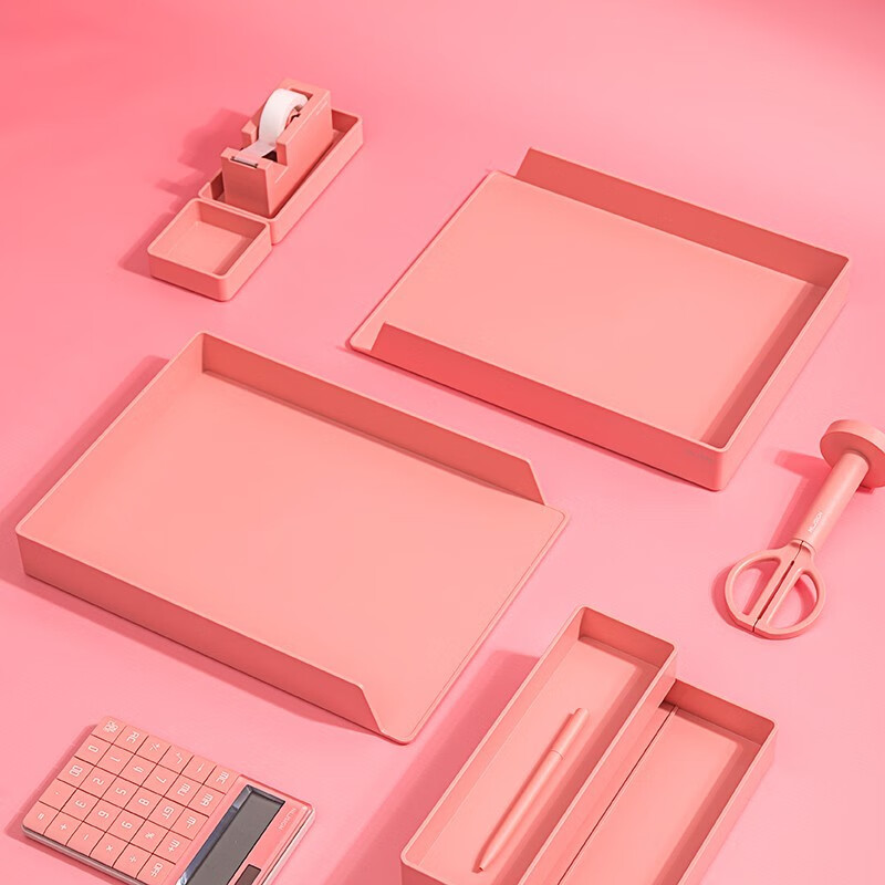 得力（deli）纽赛系列可叠文件盘 DIY组装创意文件框/架 办公文件收纳盒A4极致灰（2