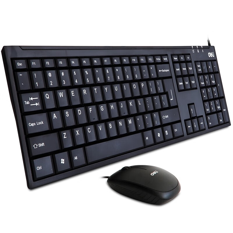 得力  有线鼠标键盘套装 USB键盘+鼠标 黑色 3711