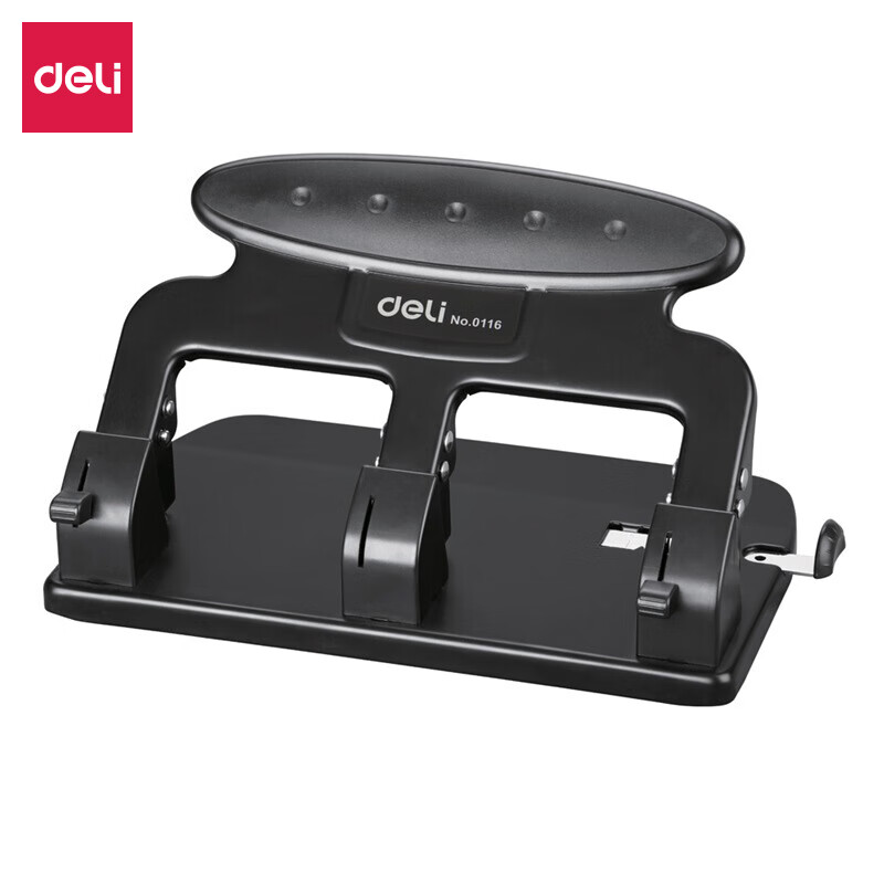 得力（deli）0116 三孔打孔机/打孔器φ7mm孔距108mm 黑色