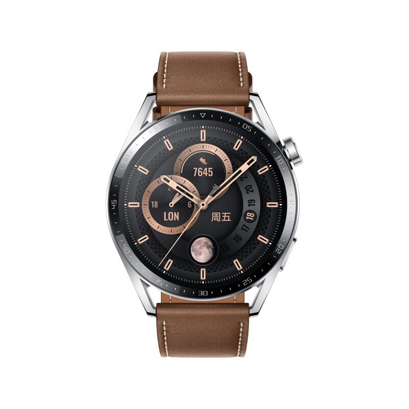 华为HUAWEI WATCH GT3 运动智能手表时尚款 46mm 钢色+咖色