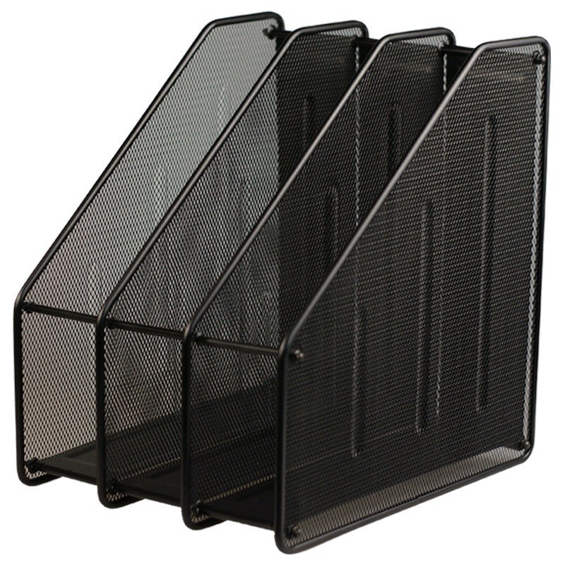 三木 1220 三联金属丝网文件框/文件筐 黑色