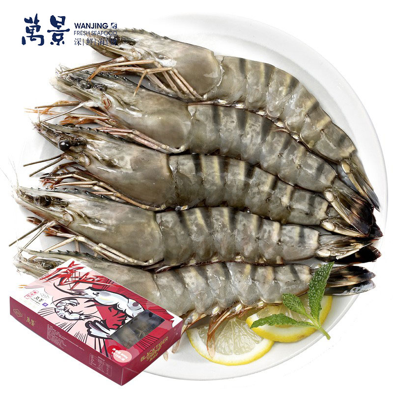 万景 活冻黑虎虾（特大号）800g/盒13-15只 净重 国产虾 海鲜 生鲜