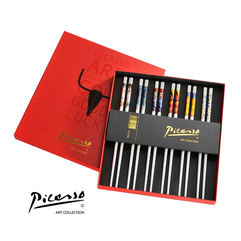 Picasso 抗菌耐高温陶瓷筷防滑防霉个人专用筷家用筷子组合套装 六双装