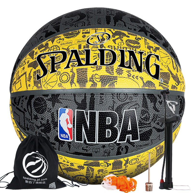 斯伯丁(SPALDING)NBA涂鸦系列室外橡胶篮球-Yellow 83-307Y