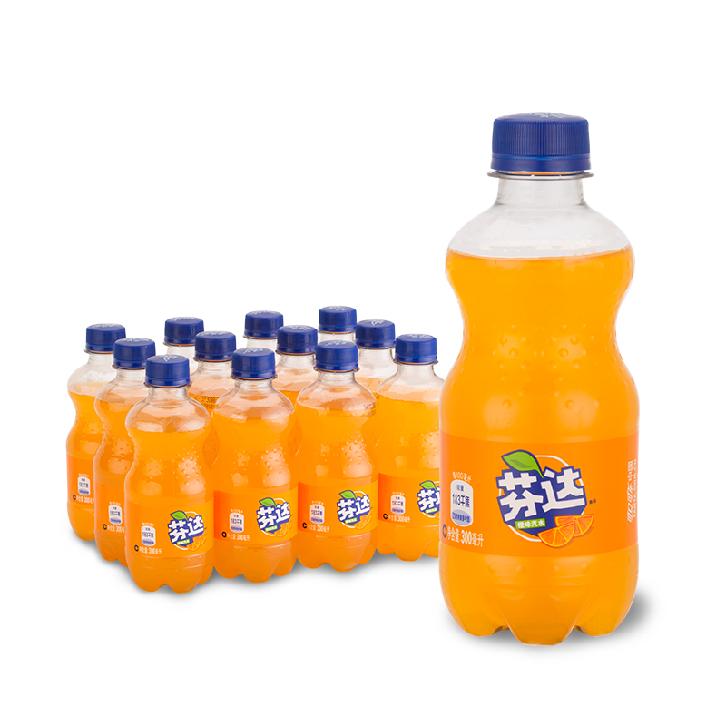 芬达 Fanta 橙味汽水 碳酸饮料 300ml*12瓶 整箱装 可口可乐出品 新老包装随