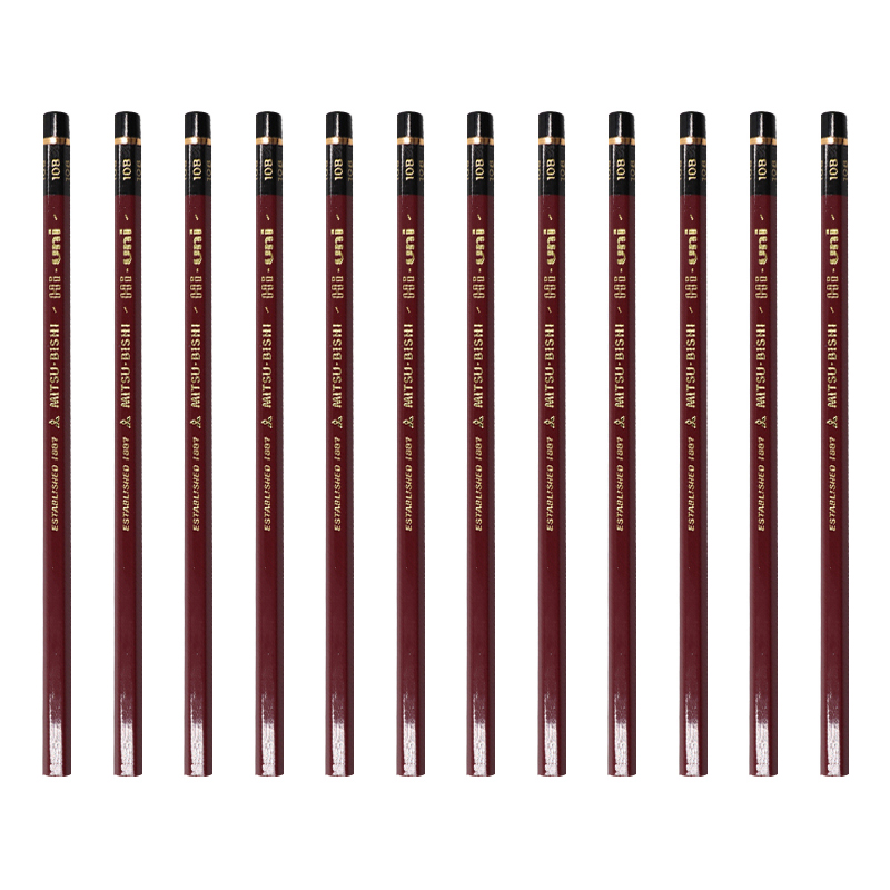 三菱（Uni）素描绘画铅笔 硬度测试铅笔HI-UNI木杆铅笔10B 12支装
