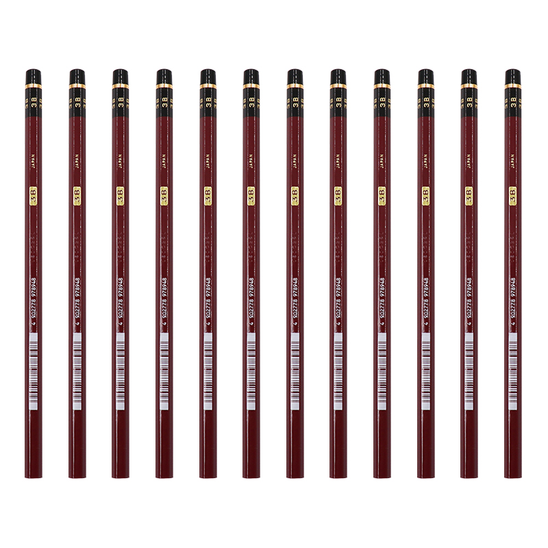 三菱（Uni）素描绘画铅笔 硬度测试铅笔HI-UNI木杆铅笔3B 12支装
