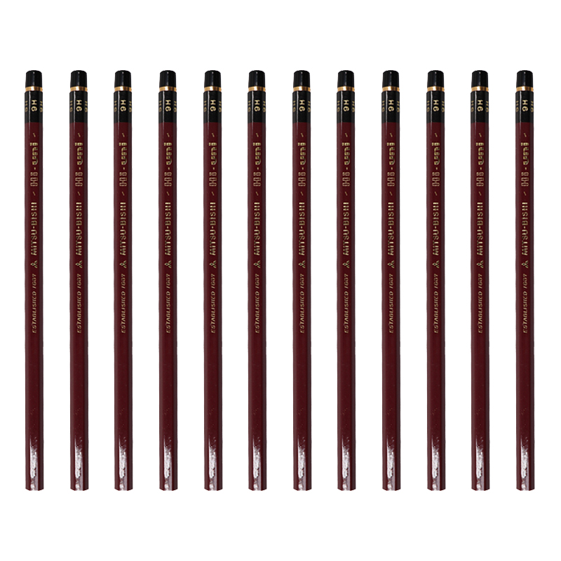 三菱（Uni）素描绘画铅笔 硬度测试铅笔HI-UNI木杆铅笔9H 12支装