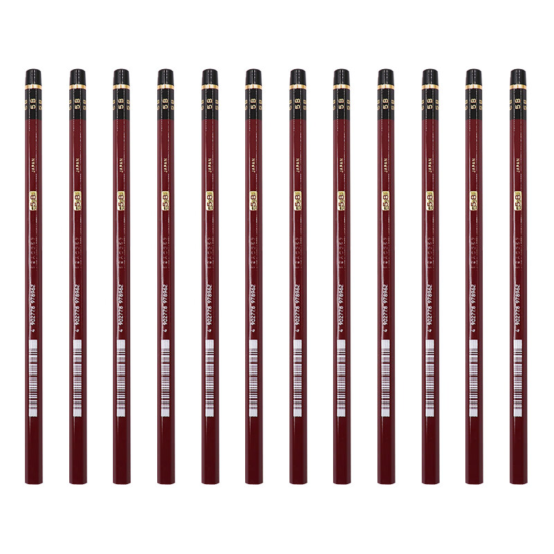 三菱（Uni）素描绘画铅笔 硬度测试铅笔HI-UNI木杆铅笔5B 12支装