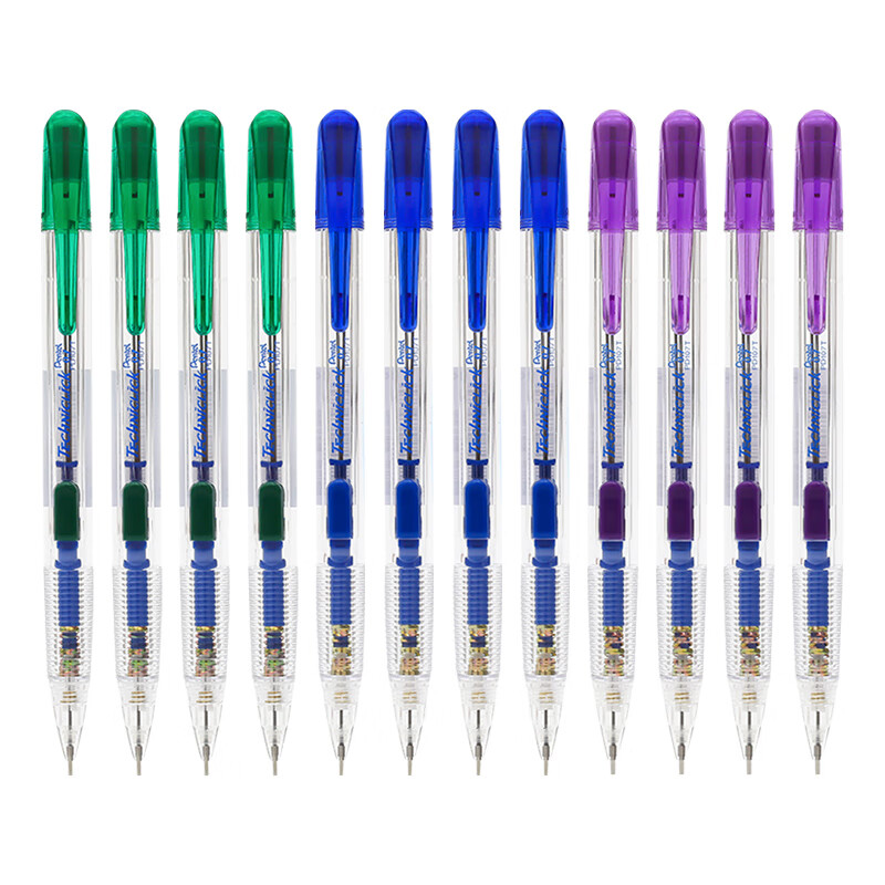 派通（Pentel）PD107T 侧按式活动铅笔 学生活动铅笔 带橡皮 0.7mm 混色 