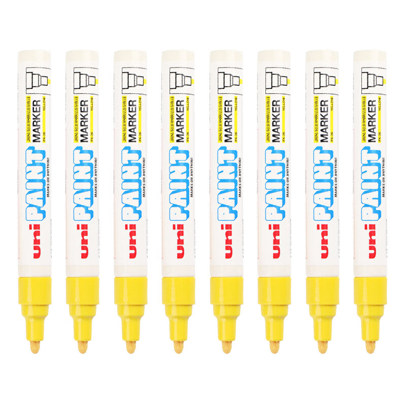 三菱（Uni） PX-20 中字油漆笔（黄色） 2.2-2.8mm（12支装）（可用于汽车