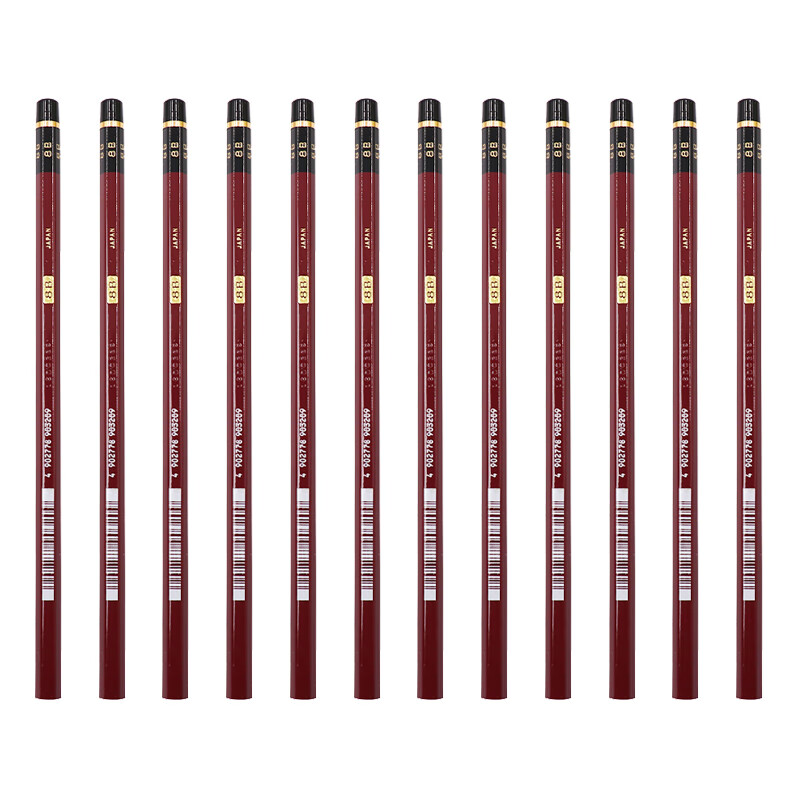 三菱（Uni）素描绘画铅笔 硬度测试铅笔HI-UNI木杆铅笔8B 12支装