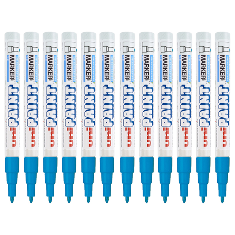 三菱（Uni）PX-21 小字油漆笔 1mm工业记号笔物流笔（可用于汽车补漆）浅蓝色12支