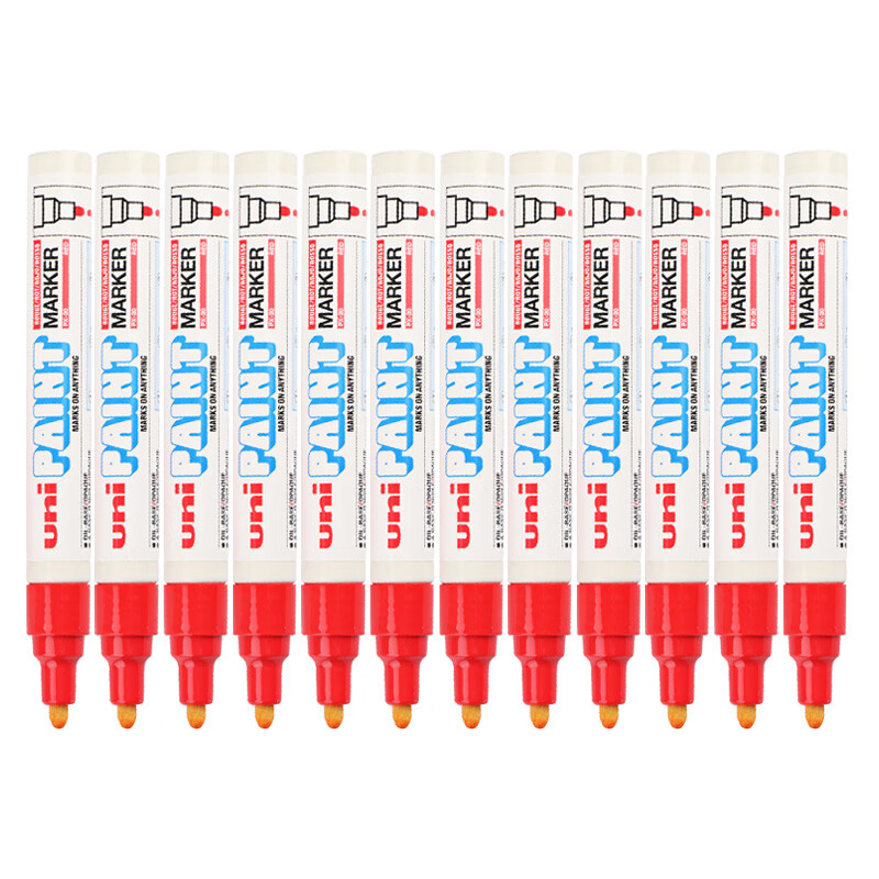 三菱（Uni） PX-20 中字油漆笔（红色） 2.2-2.8mm（12支装）（可用于汽车
