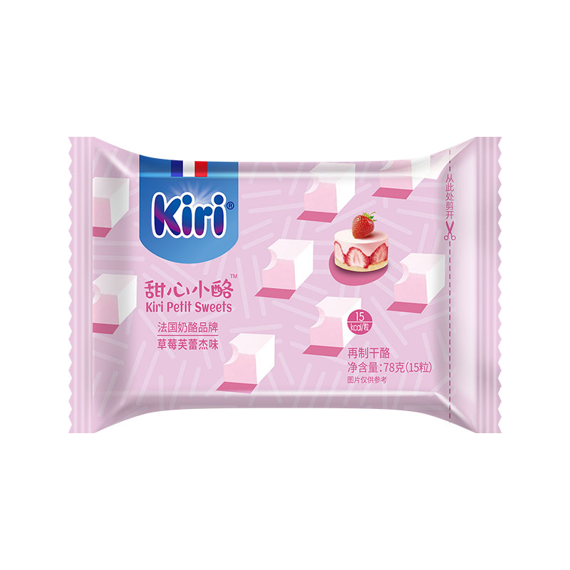 凯芮(Kiri)甜心小酪 甜心小点奶酪高钙凯芮（草莓芙蕾杰味）78g/15粒 再制干酪
