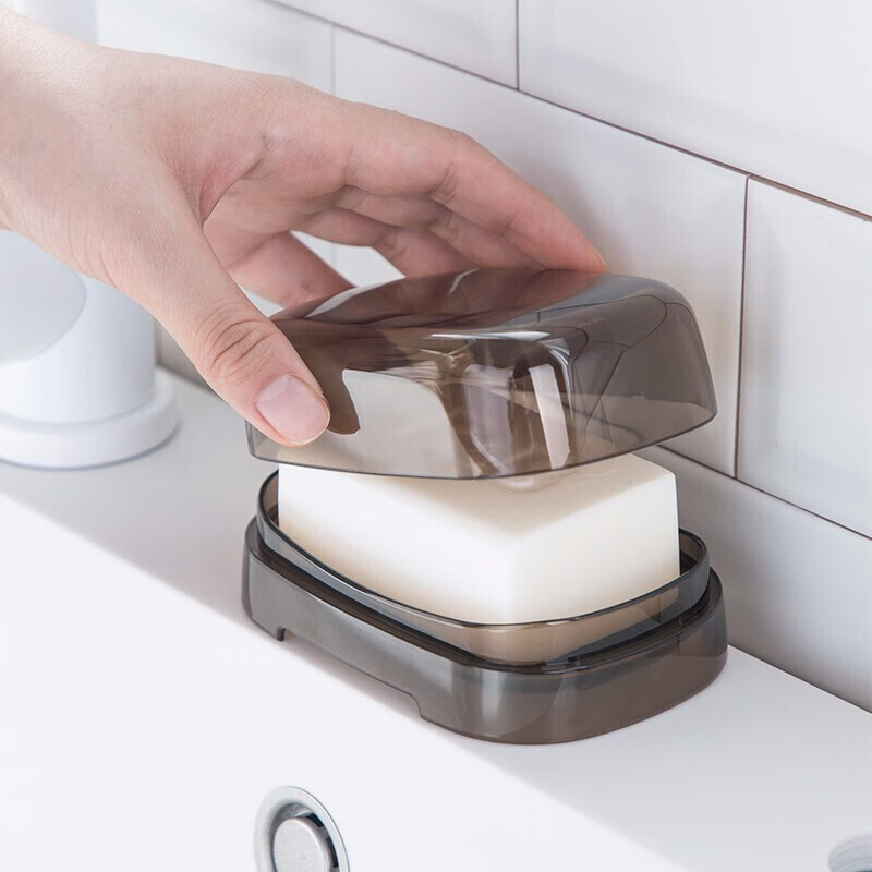 茶花香皂盒欧式高档带盖沥水香罩盒卫生间创意北欧ins家用肥皂盒 茜拉普 有盖皂盒