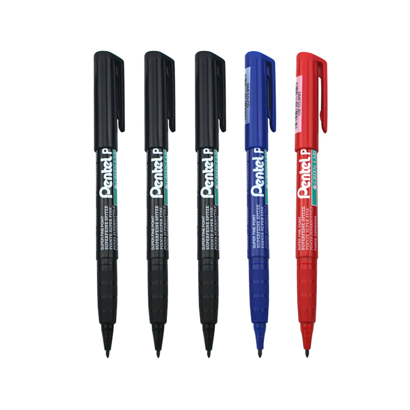 派通（Pentel）速干耐水记号笔细尖工业油性标记笔 混色5支装 NMS50