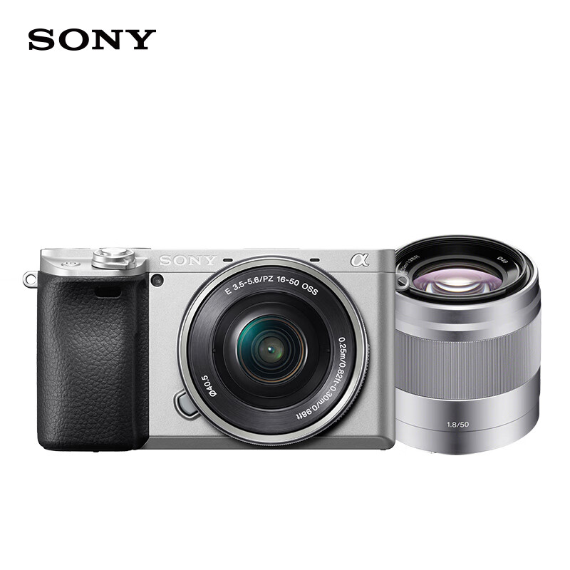索尼（SONY）Alpha6400 数码相机 6400L+SEL50F18 双镜头套装 银