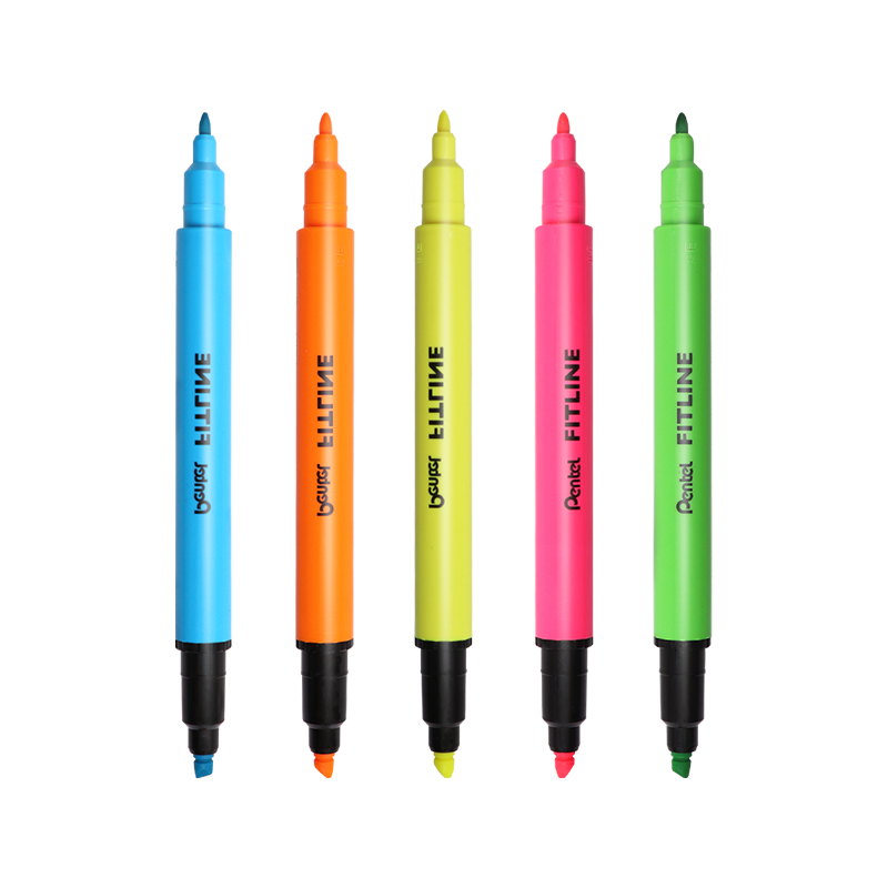 派通（Pentel）双头荧光笔 学生卡通记号笔 高光重点标注笔 SLW11 5色套装