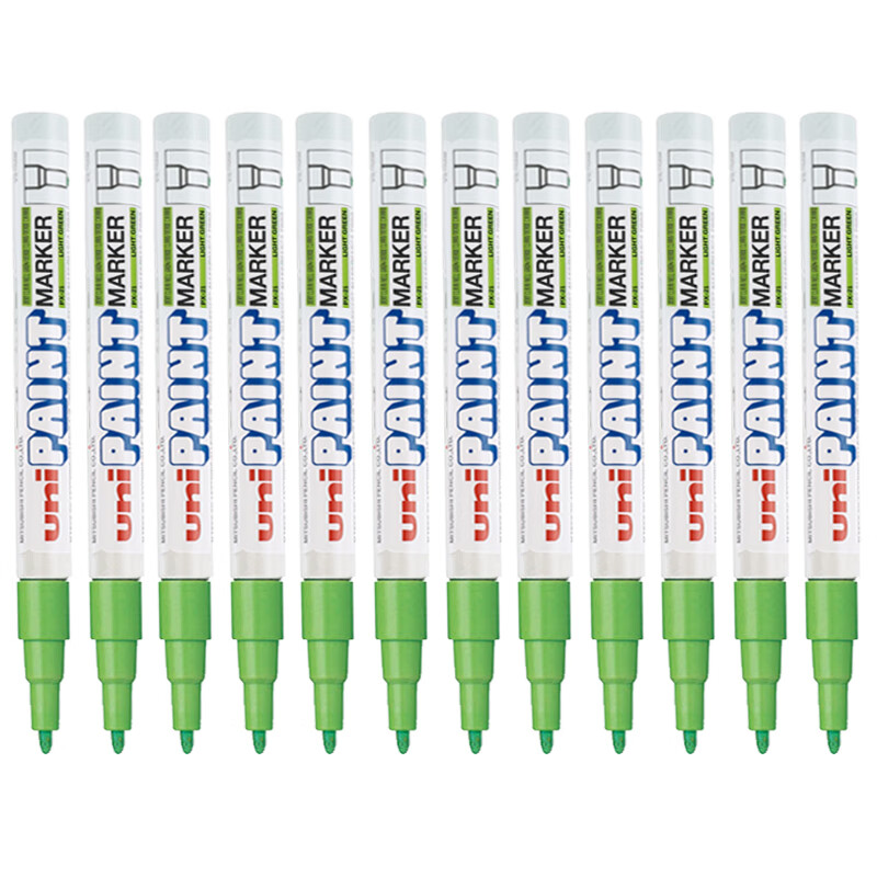 三菱（Uni）PX-21 小字油漆笔1mm工业记号笔物流笔（可用于汽车补漆）浅绿色12支装