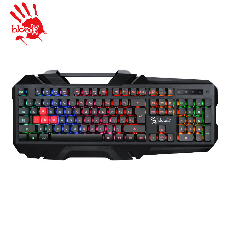 双飞燕 （A4TECH）B150N血手幽灵 键盘 有线键盘 游戏键盘 全尺寸 虹彩背光 背光键盘 黑色