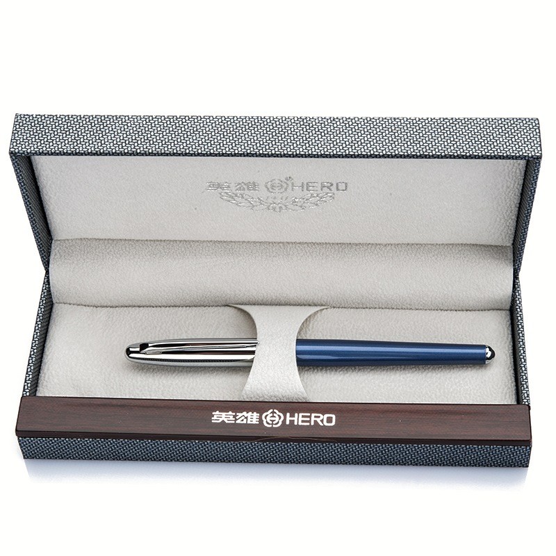 英雄（HERO）钢笔100仕女（10K）金尖钢笔金笔签字笔办公礼品墨水笔 蓝色