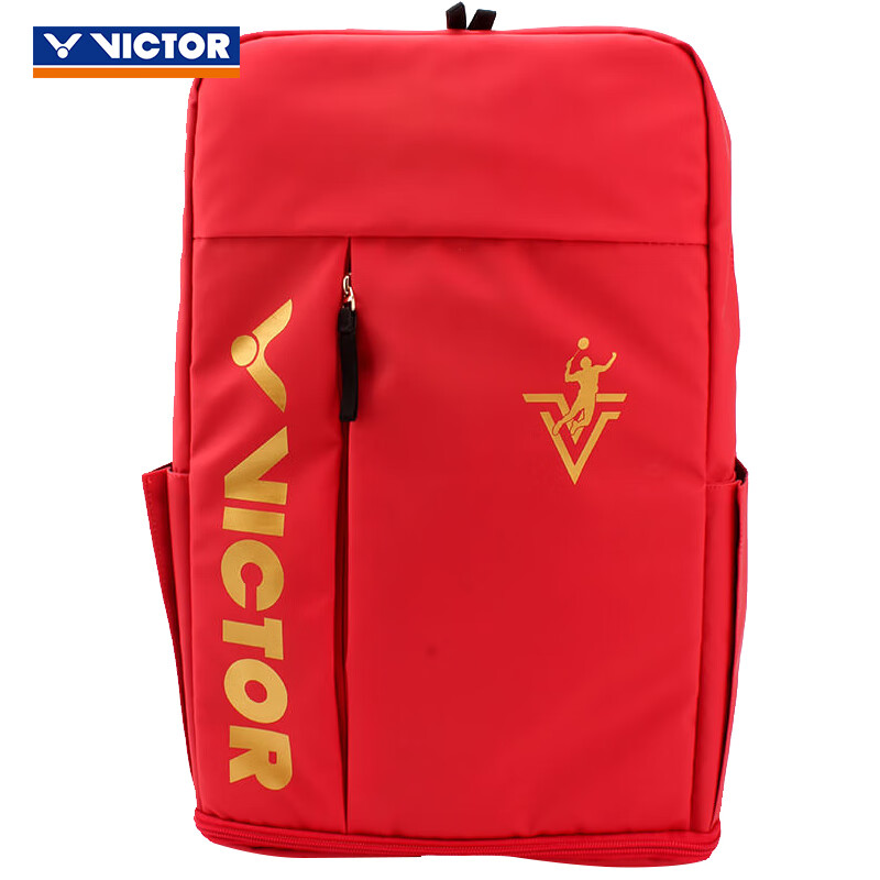 威克多VICTOR 胜利羽毛球包 3支装羽毛球拍鞋袋双肩背包运动休闲包BR3019DX红金色