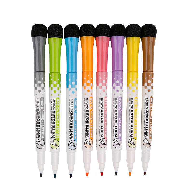 信发（TRNFA）单头白板笔 黑板笔水性马克笔彩色笔 可擦拭带棉擦磁铁可吸附 8支/混装