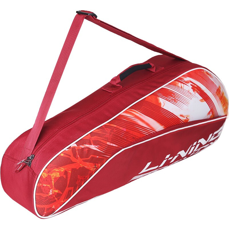 李宁（LI-NING）羽毛球包单肩手提斜挎专业大容量羽毛球拍包3支装拍包 ABJP062-1红色