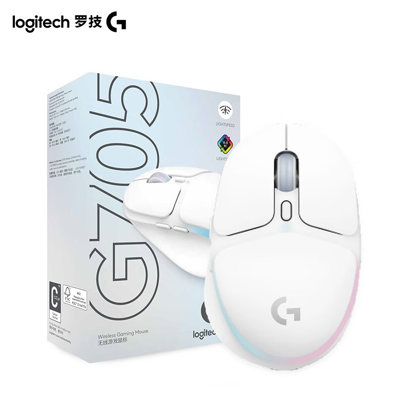罗技（G） G705极光系列无线蓝牙游戏鼠标双模连接RGB流光灯效轻量化设计潮玩定制小手送