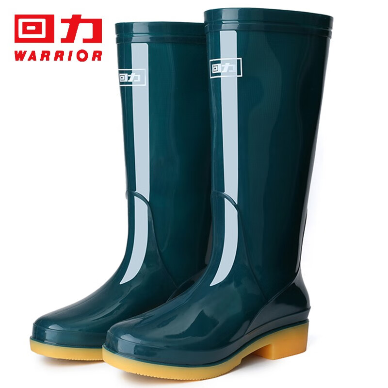回力雨鞋女士时尚雨靴水鞋水靴户外防水不易滑耐磨舒适套鞋HL813高筒墨绿色37码