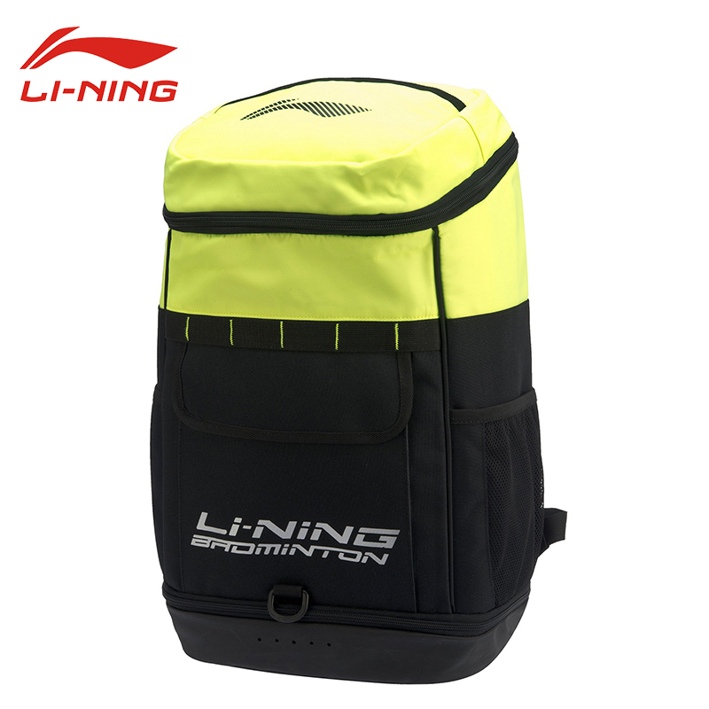 李宁（LI-NING）羽毛球包3支装运动休闲旅游双肩背包ABSP262-3黑/荧青黄