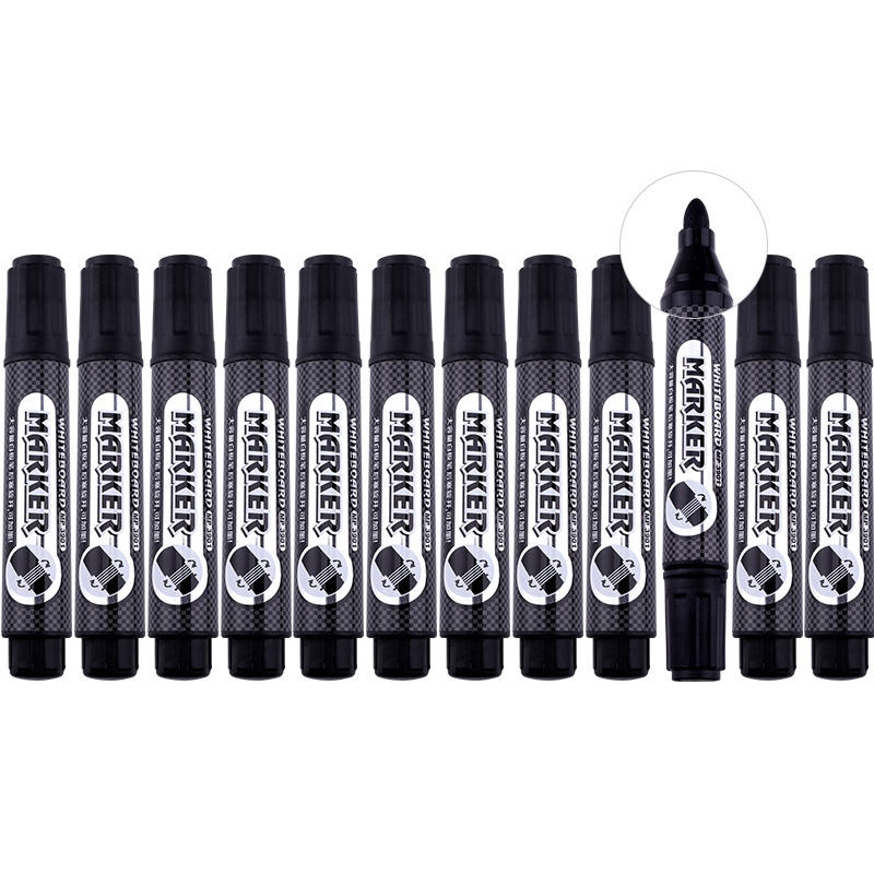 宝克（BAOKE）MP3901 可加墨大容量白板笔可擦易擦 大字黑色12支装