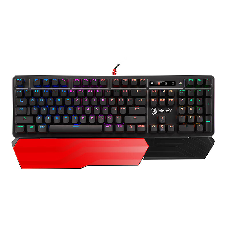 双飞燕（A4TECH）B975轻音版 血手幽灵机械键盘 有线键盘 游戏键盘 三代全光轴 RGB背光键盘 1680万色 黑色