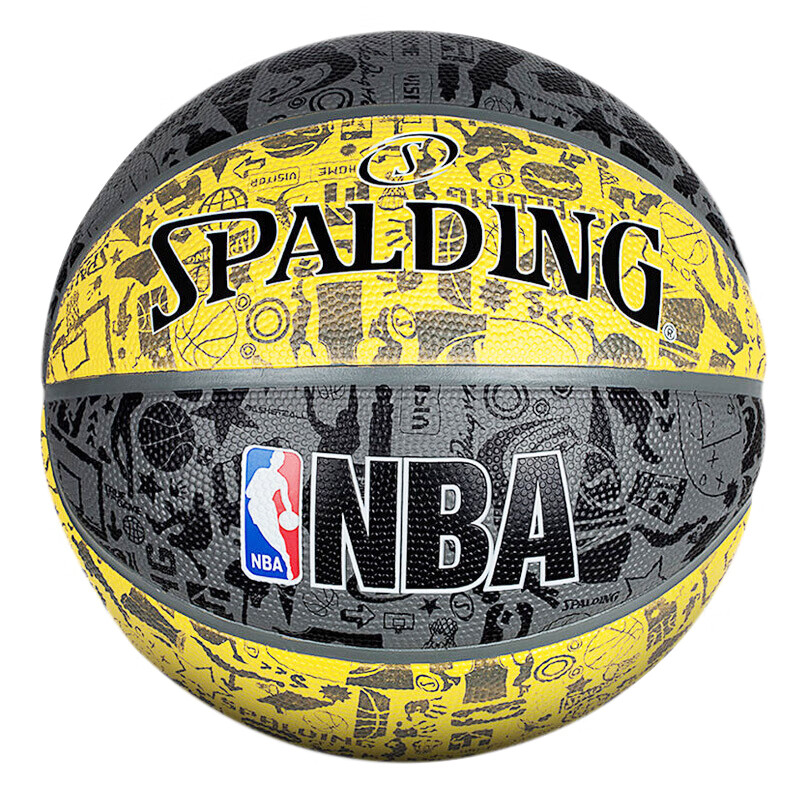 斯伯丁SPALDING 橡胶花色篮球NBA室外7号耐磨蓝球 83-307Y