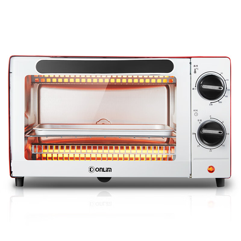 东菱（Donlim）电烤箱TO-610H 家用大容量多功能 红色 熏黑按钮