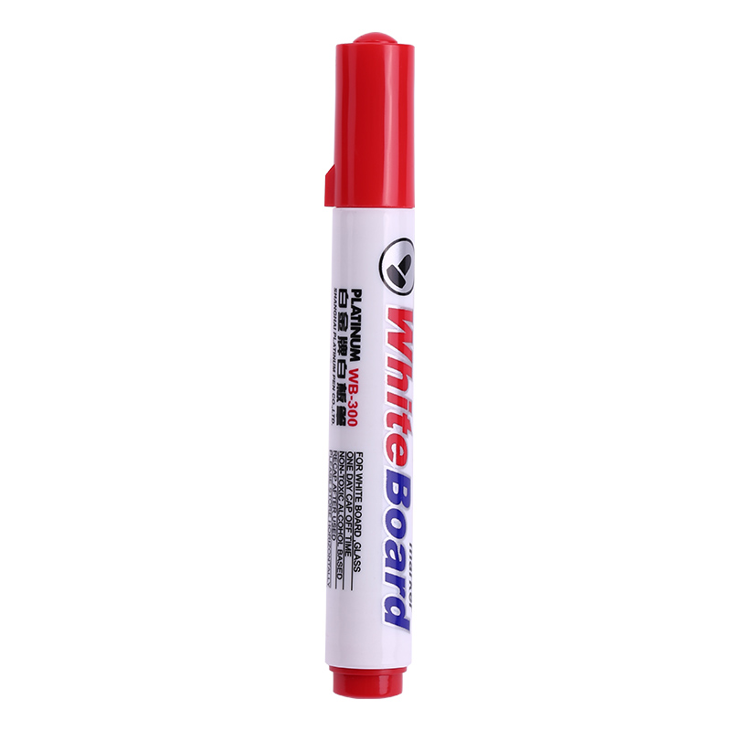 白金（PLATINUM）WB-300白板笔单头易擦大容量白板记号笔 10支装 红色