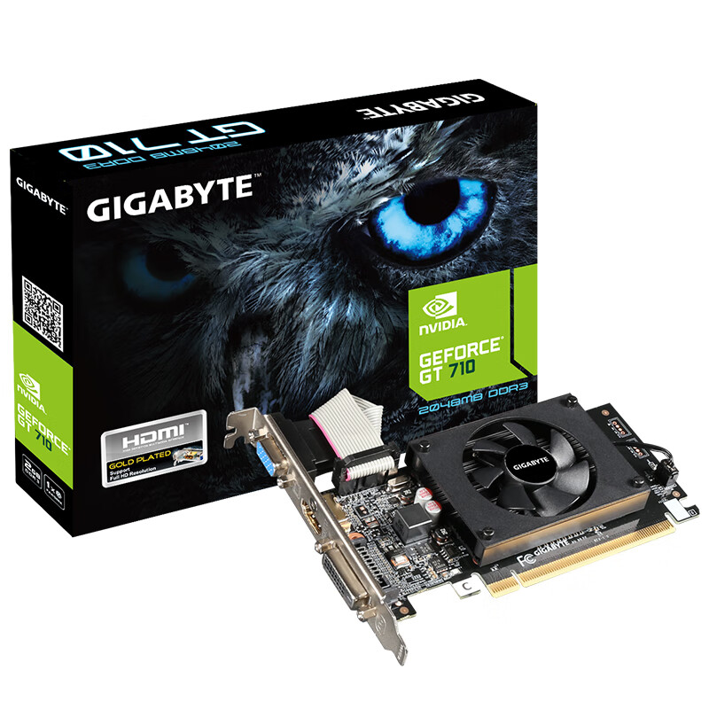 技嘉（GIGABYTE）GeForce GT 710 2G DDR3 显卡 半高刀卡设计/