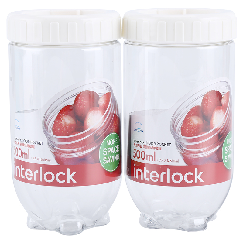 乐扣乐扣（LOCK&LOCK） 储物罐收纳罐 冰箱侧门保鲜罐2件套（500ml*2） INL203S001