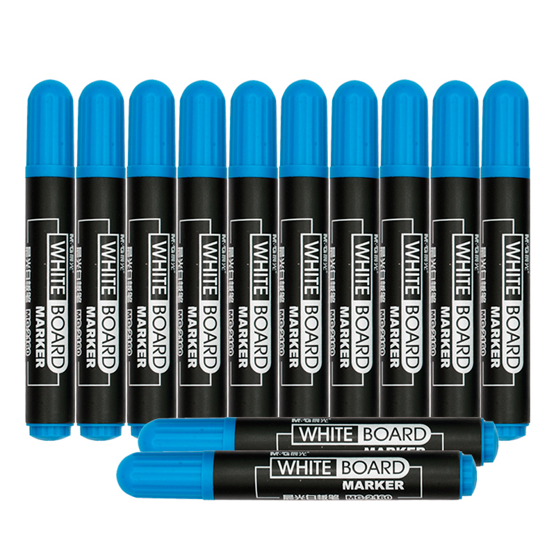 晨光(M&G)文具蓝色可擦白板笔 单头办公会议笔 易擦物流记号笔 12支/盒MG2160