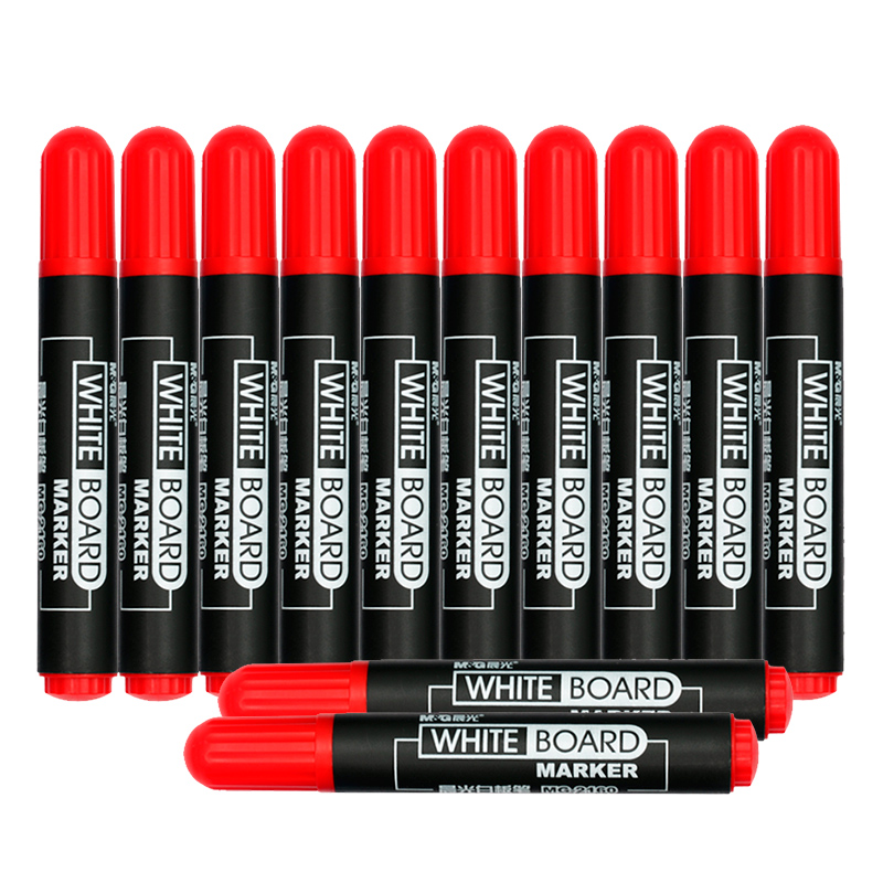 晨光(M&G)文具红色可擦 白板笔 单头办公会议笔 易擦物流记号笔 12支/盒MG2160