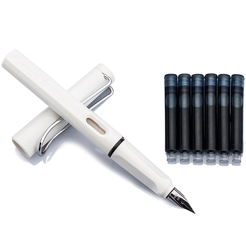 英雄（HERO）359 正姿 白色 EF尖薄厚片工艺钢笔 铱金钢笔签字笔
